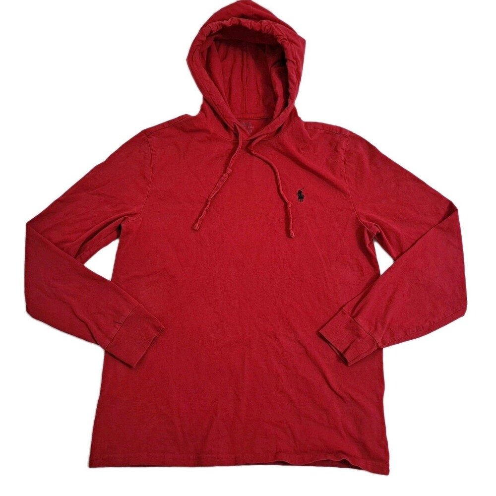 Polo Ralph Lauren Hoodie Shirt Men's Small Lightweight Spring Red Long Sleeve